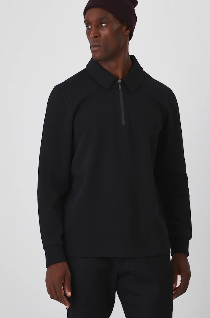 Longsleeve męski z fakturą kolor czarny czarny RW24-BUMA10