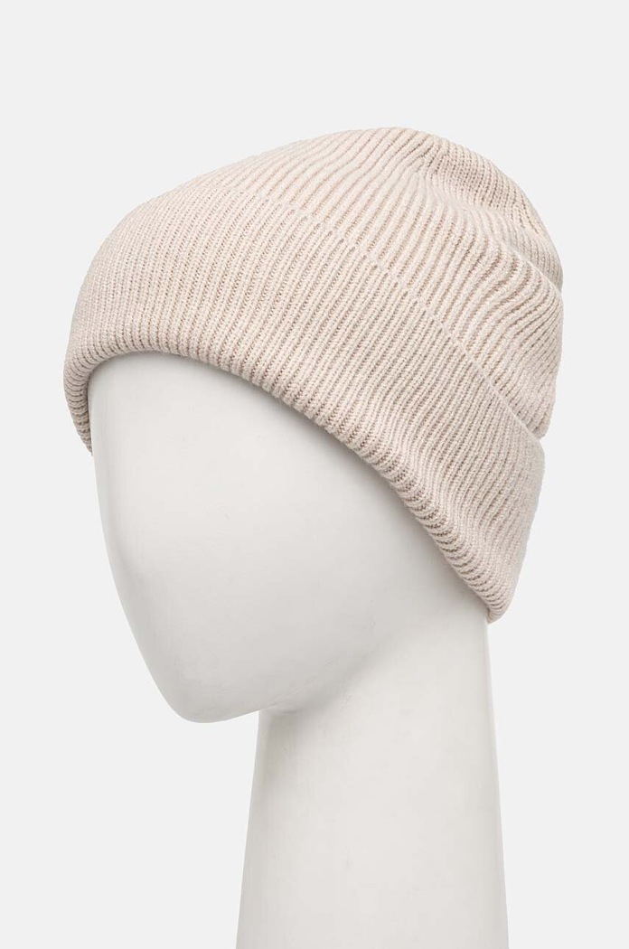 Czapka damska beanie prążkowana z wiskozą kolor beżowy RW24-CAD041 beżowy RW24