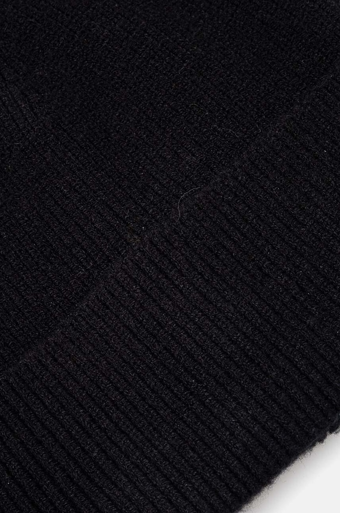 Czapka damska beanie prążkowana z wiskozą kolor czarny czarny RW24-CAD041