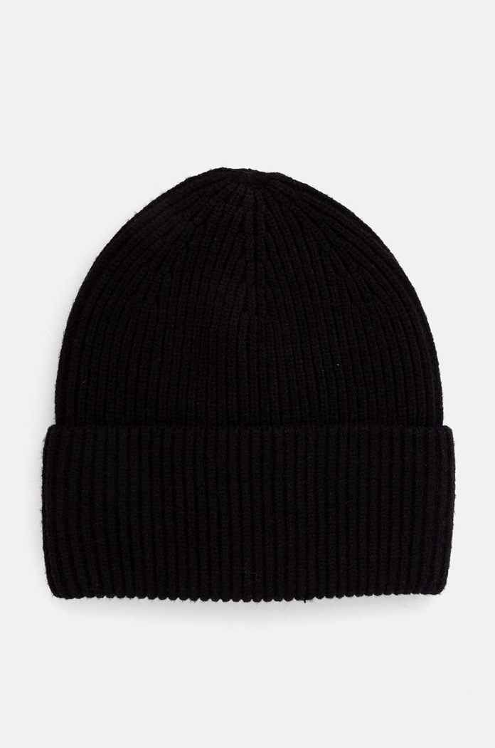 Czapka damska beanie prążkowana kolor czarny średniej grubości czarny RW24-CAD051