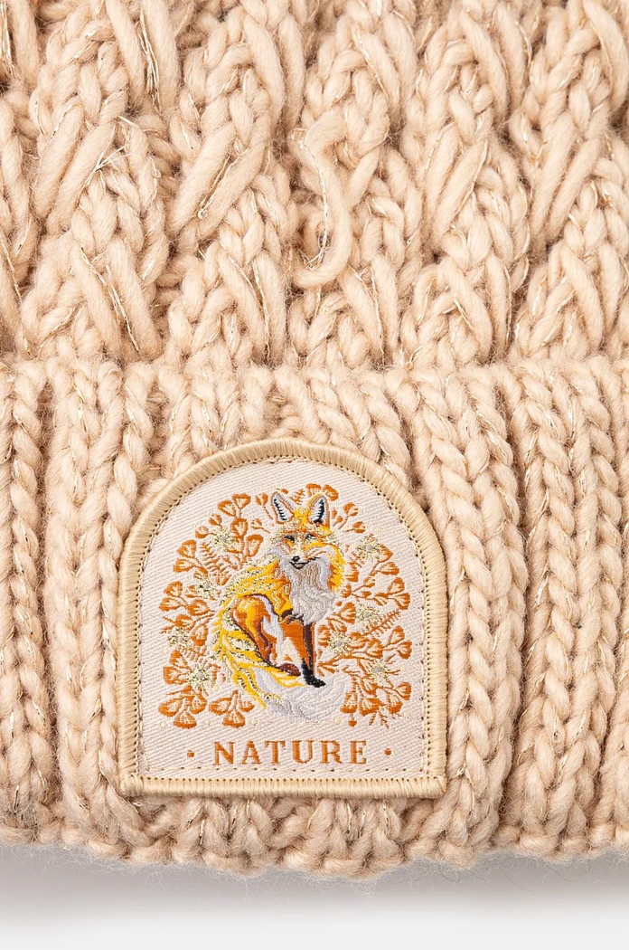 Czapka damska beanie z pomponem kolor beżowy RW24-CAD804 beżowy RW24