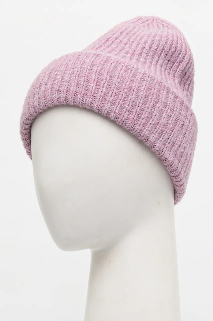 Akcesoria Czapka damska beanie prążkowana kolor różowy RW24-CAD808 różowy