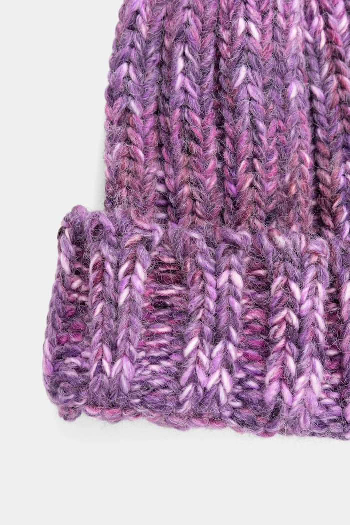 Czapka z domieszką wełny damska beanie kolor fioletowy RW24-CAD902 fioletowy RW24