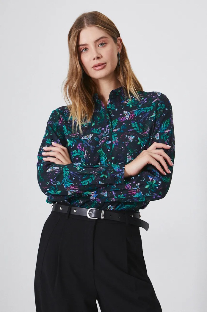 Koszula damska regular wzorzysta kolor multicolor casual multicolor RW24-KDD090