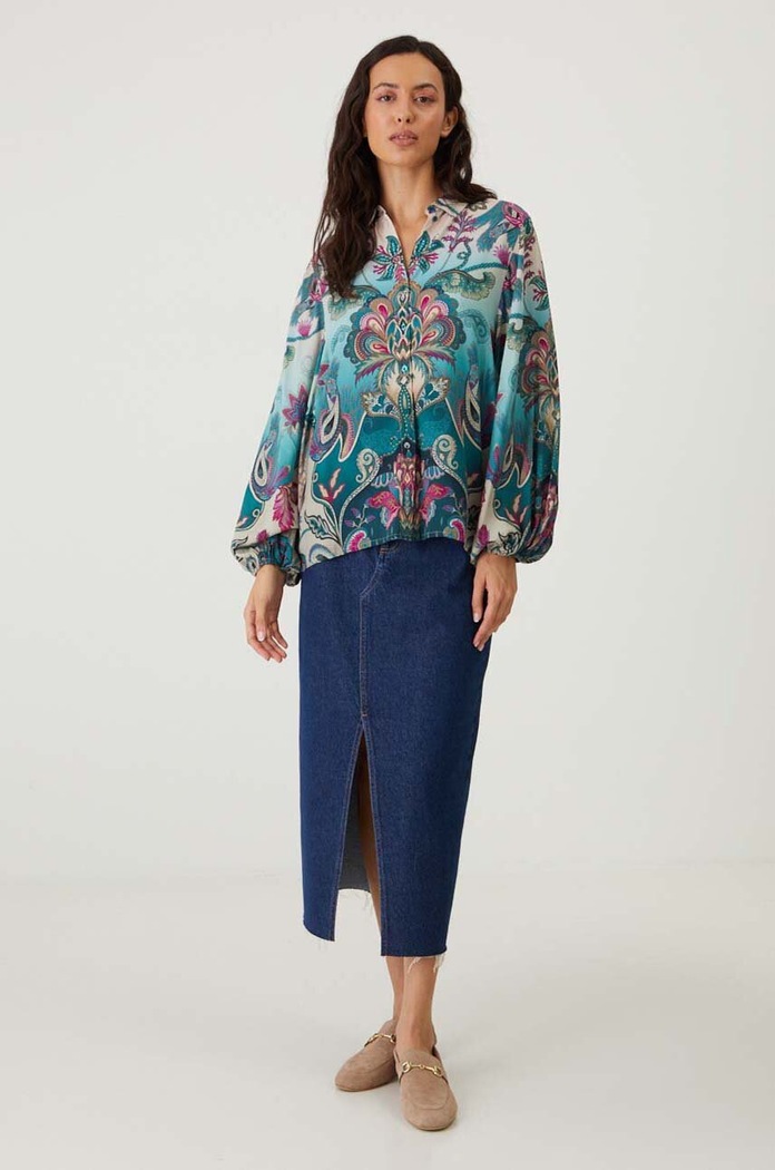 Koszula damska oversize wzorzysta kolor multicolor RW24-KDD200 multicolor RW24