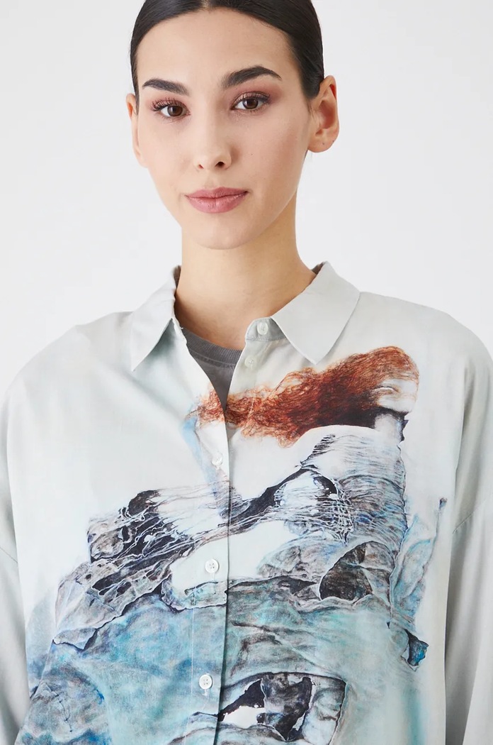 Koszula damska z kolekcji Zdzisław Beksiński x Medicine kolor multicolor RW24-KDD850 multicolor