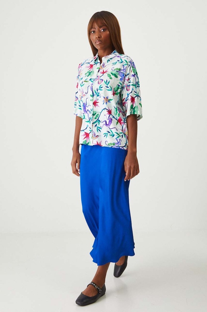Koszula damska oversize wzorzysta kolor biały casual biały RW24.KKD010