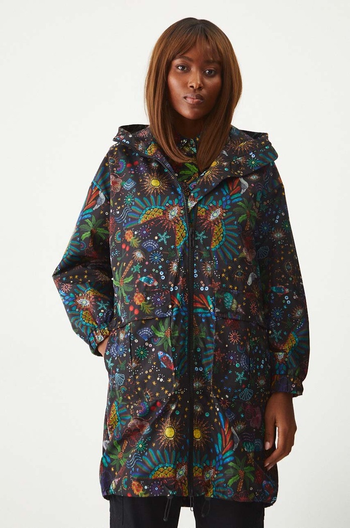 Parka damska oversize wzorzysta kolor multicolor nieocieplane multicolor RW24-KPD103