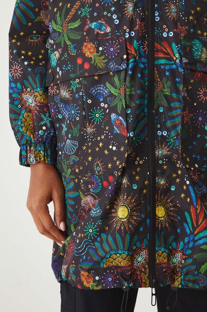 Parka damska oversize wzorzysta kolor multicolor RW24-KPD103 multicolor