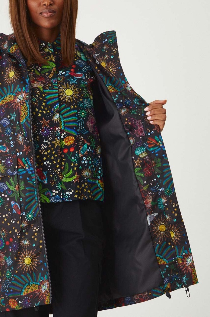 Parka damska oversize wzorzysta kolor multicolor RW24-KPD103