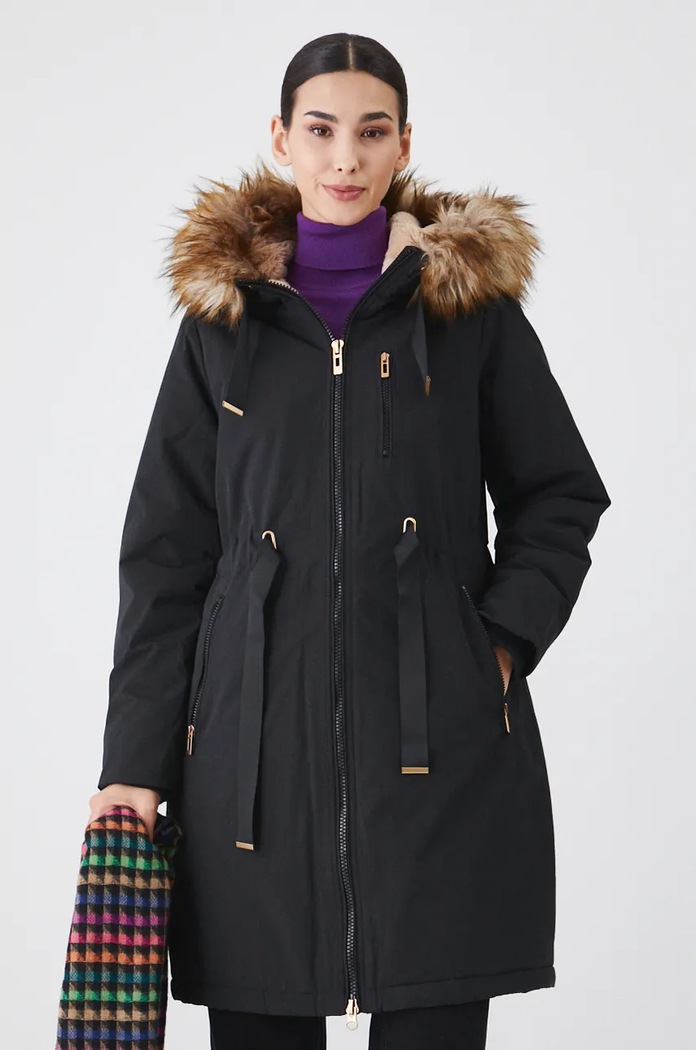 Parka damska ocieplana kolor czarny pozostałe czarny RW24.KPD800