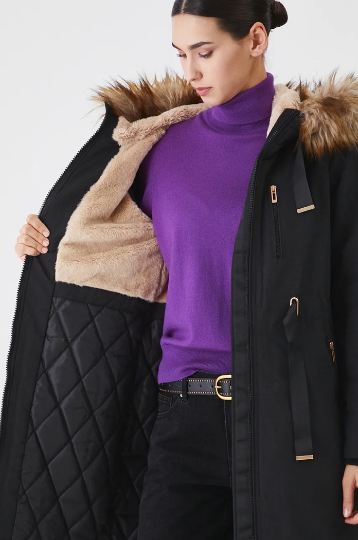 Parka damska ocieplana kolor czarny RW24.KPD800