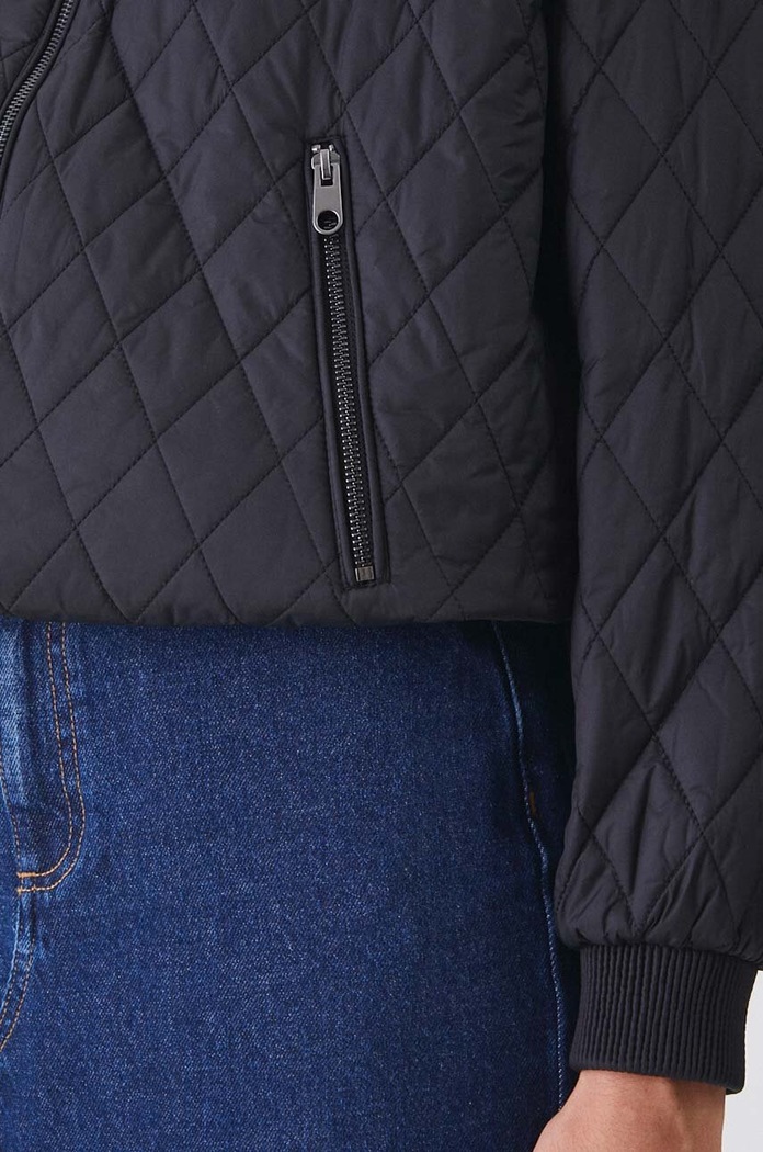 Kurtka bomber damska oversize pikowana kolor czarny RW24-KUD401