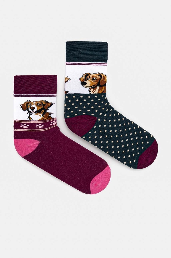 Skarpetki (2-pack) bawełniane damskie wzorzyste w psy kolor multicolor RW24.LGD401 multicolor RW24