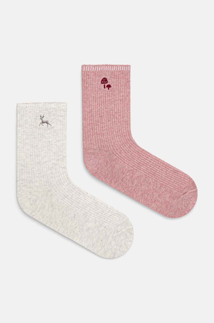 Skarpetki z bawełną damskie z ozdobnym haftem (2-pack) kolor multicolor skarpetki długie multicolor RW24-LGD611