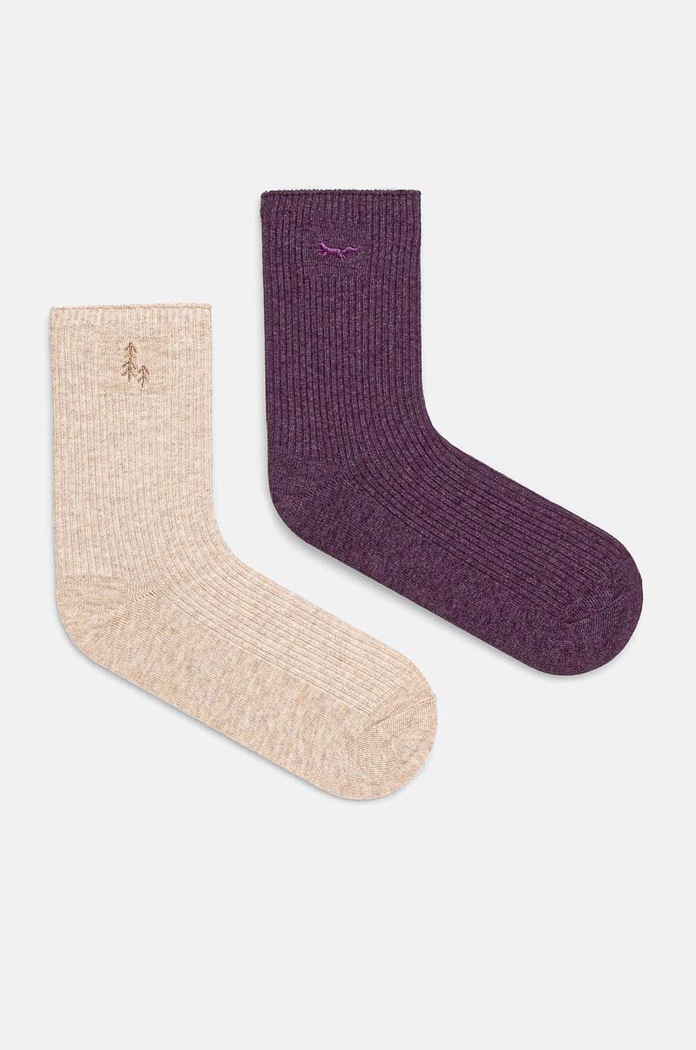 Skarpetki z bawełną damskie z ozdobnym haftem (2-pack) kolor multicolor skarpetki długie multicolor RW24-LGD612