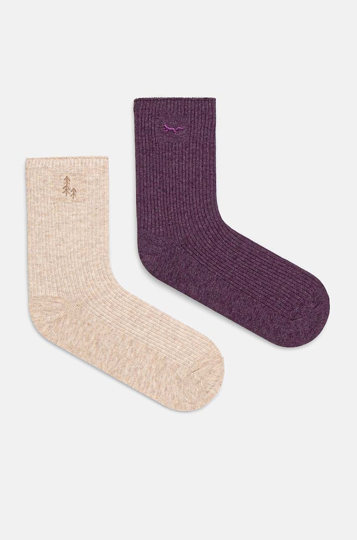 Skarpetki z bawełną damskie z ozdobnym haftem (2-pack) kolor multicolor skarpetki długie multicolor RW24-LGD612