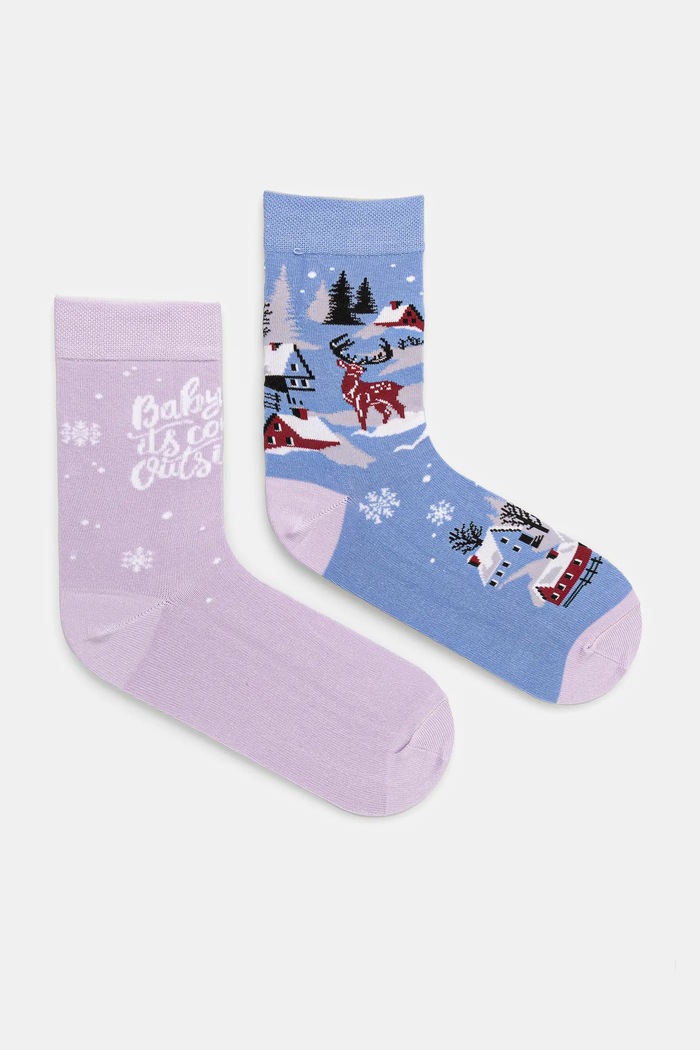 Bavlněné ponožky dámské vánoční (2-pack) více barev dlouhé ponožky vícebarevná RW24.LGD906