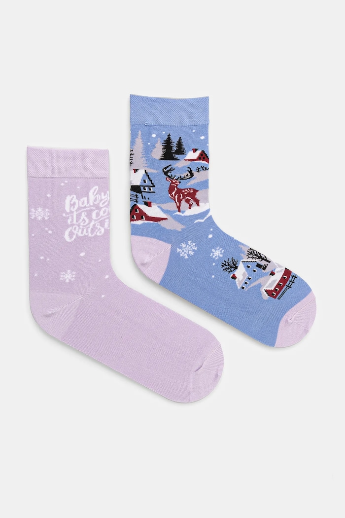 Bavlněné ponožky dámské vánoční (2-pack) více barev dlouhé ponožky vícebarevná RW24.LGD906