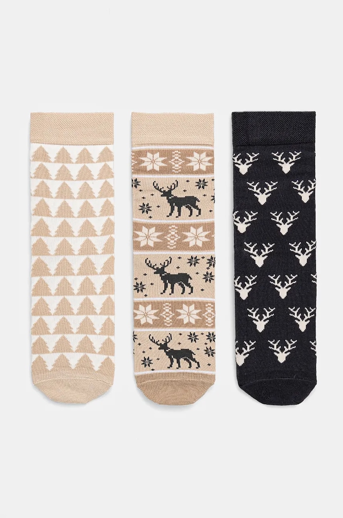 Skarpetki bawełniane damskie świąteczne (3-pack) kolor multicolor skarpetki długie multicolor RW24-LGD914