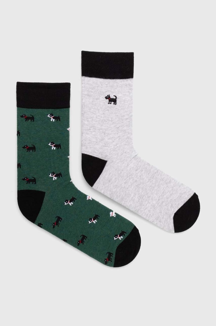 Skarpetki bawełniane męskie w psy (2-pack) kolor multicolor aplikacja multicolor RW24-LGM101