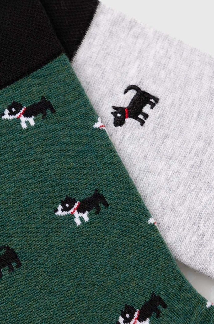 Odzież Skarpetki bawełniane męskie w psy (2-pack) kolor multicolor RW24-LGM101 multicolor