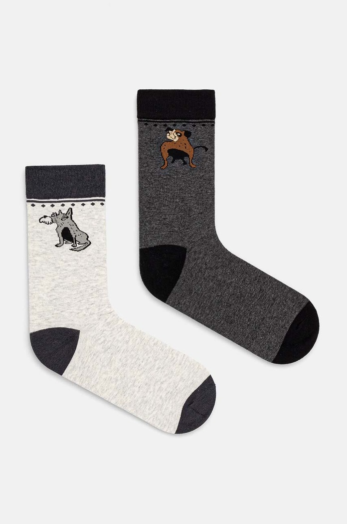 Skarpetki bawełniane męskie w psy (2-pack) kolor multicolor skarpetki długie multicolor RW24-LGM613