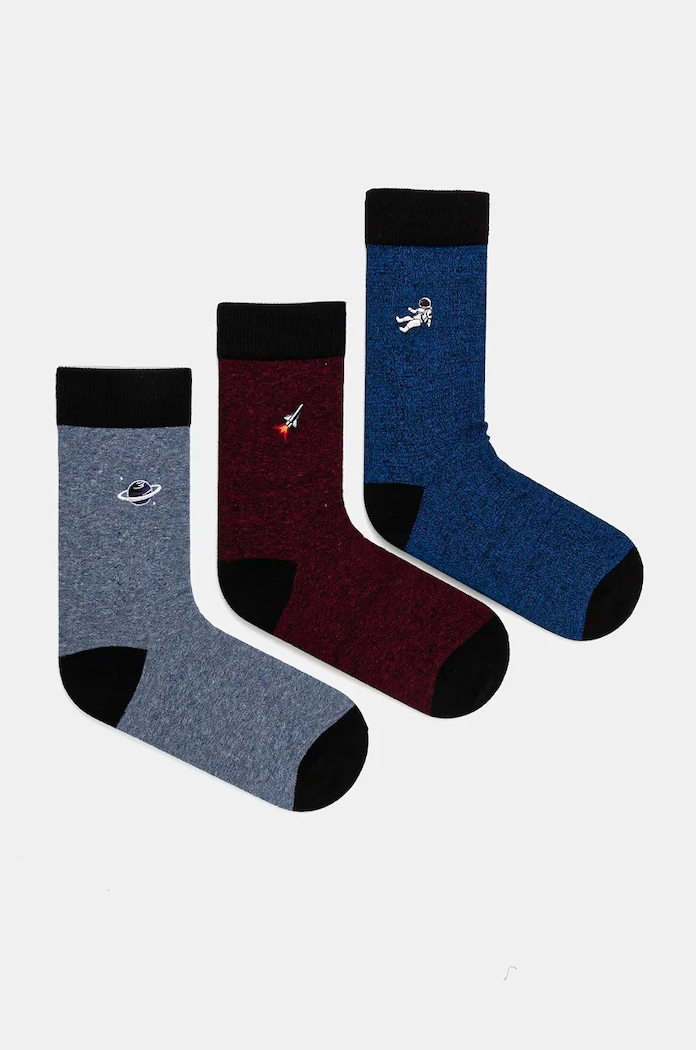 Skarpetki bawełniane męskie z ozdobnym haftem (3-pack) kolor multicolor skarpetki długie multicolor RW24.LGM805