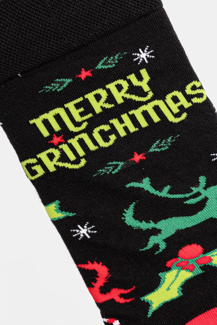 Odzież Skarpetki bawełniane męskie świąteczne Grinch (3-pack) kolor multicolor RW24-LGM952 multicolor