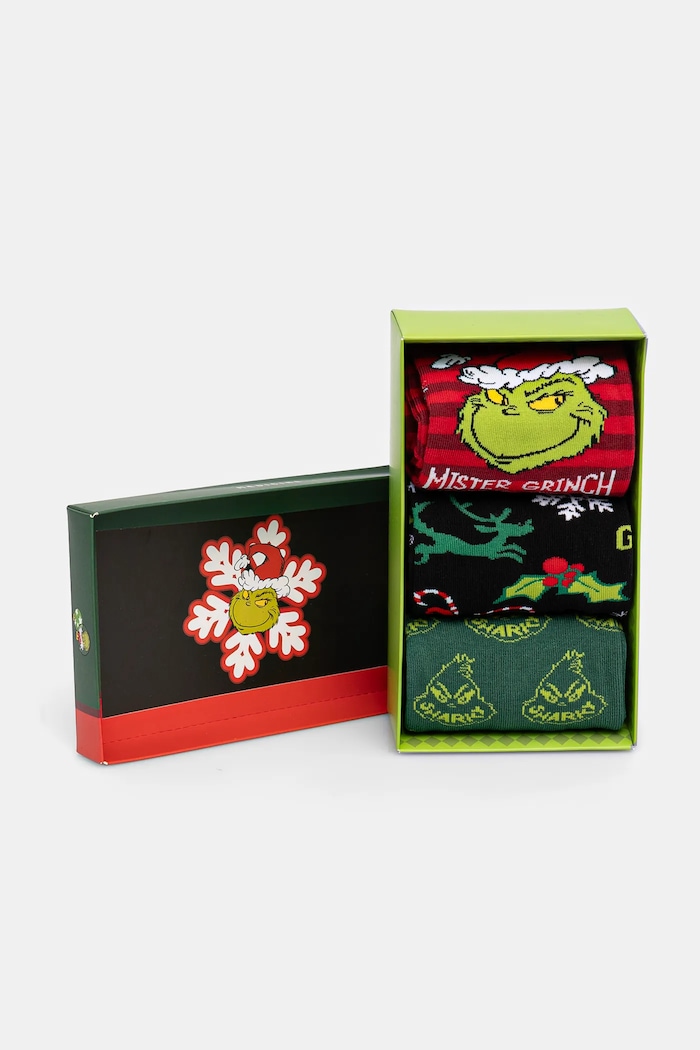 Skarpetki bawełniane męskie świąteczne Grinch (3-pack) kolor multicolor multicolor RW24-LGM952