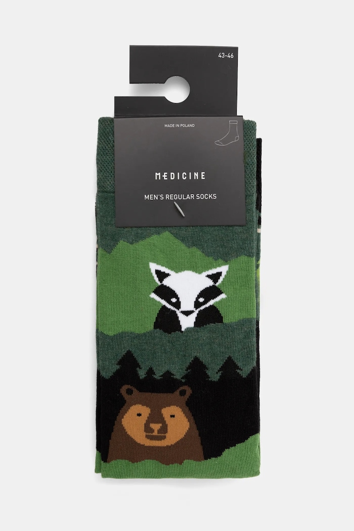 Skarpetki z bawełną męskie z motywem roślinnym i zwierzęcym (2-pack) kolor multicolor multicolor RW24-LGMB01