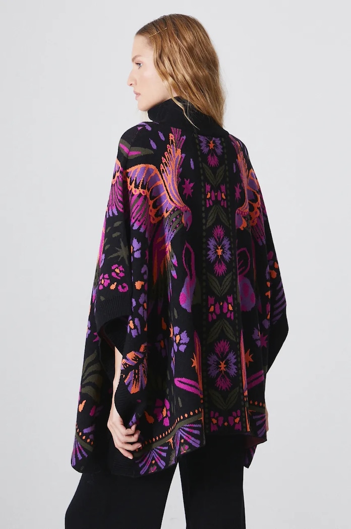 Odzież Poncho damskie wzorzyste kolor multicolor RW24-SAD503 multicolor