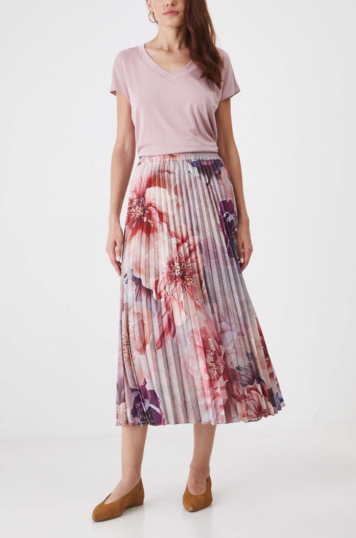 Spódnica damska maxi w kwiaty kolor beżowy RW24-SDD401 beżowy RW24