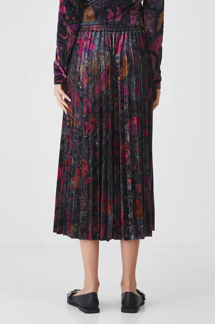 Odzież Spódnica damska midi plisowana kolor multicolor RW24-SDD604 czarny
