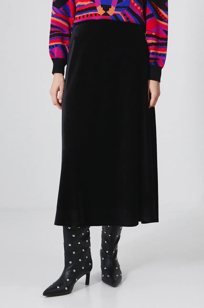 Spódnica damska midi welurowa kolor czarny RW24-SDD902 czarny RW24