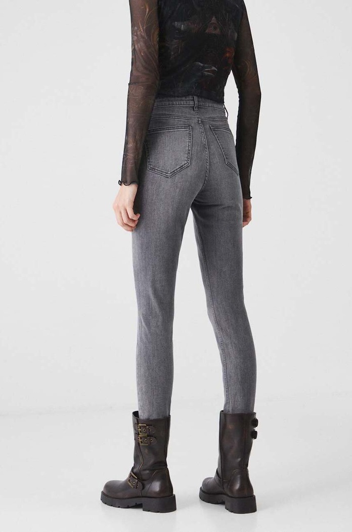 Odzież Jeansy damskie slim z efektem sprania kolor szary RW24-SJD051 szary