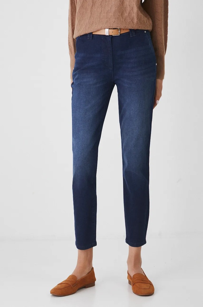 Jeansy damskie chino z paskiem kolor granatowy granatowy RW24-SJD306