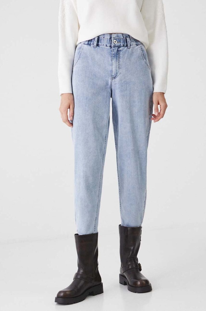 Jeansy damskie slouchy z efektem sprania kolor niebieski RW24-SJD510 niebieski RW24