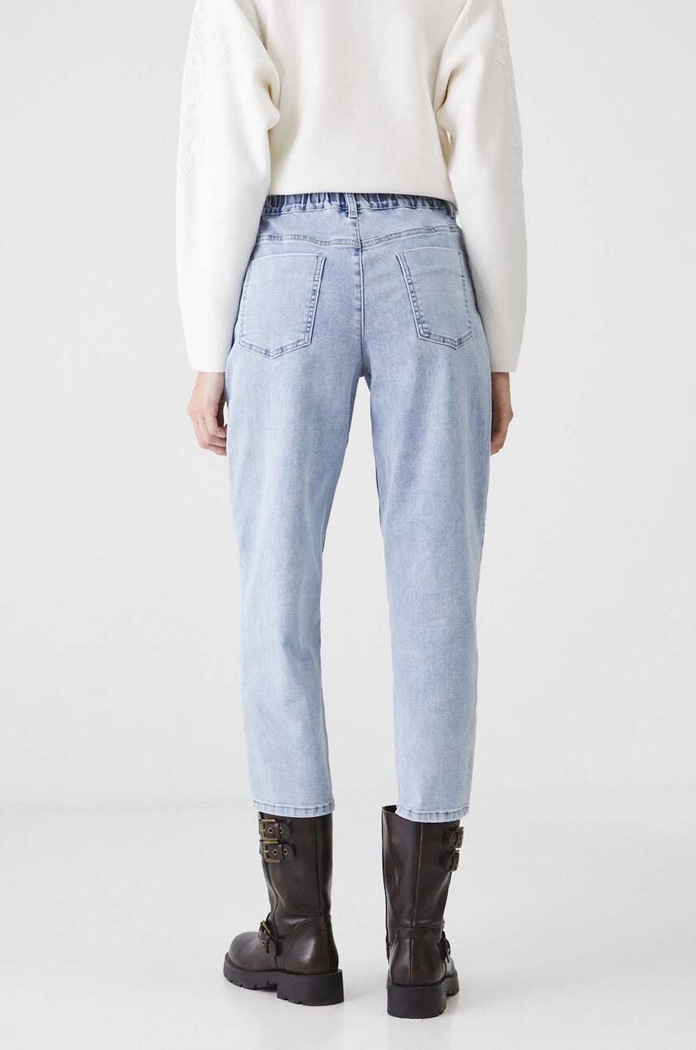 Odzież Jeansy damskie slouchy z efektem sprania kolor niebieski RW24-SJD510 niebieski