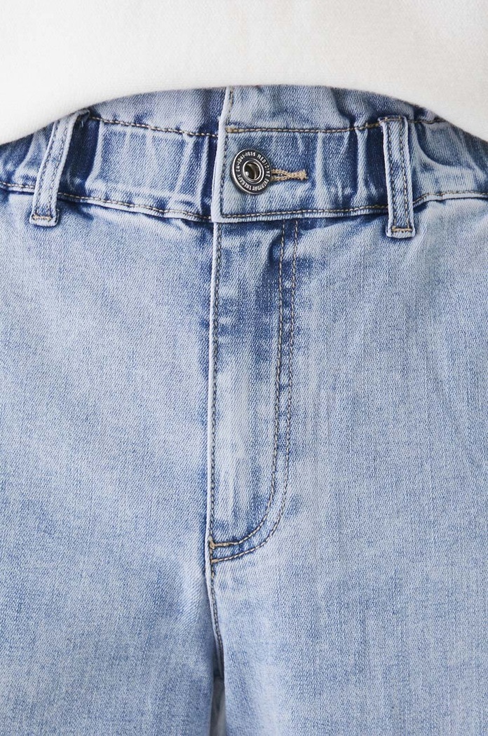 Jeansy damskie slouchy z efektem sprania kolor niebieski niebieski RW24-SJD510