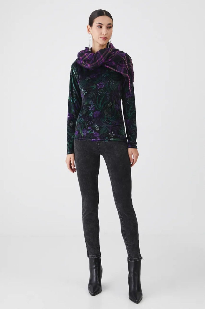 Jeansy damskie slim z efektem sprania kolor czarny RW24-SJD805 czarny RW24