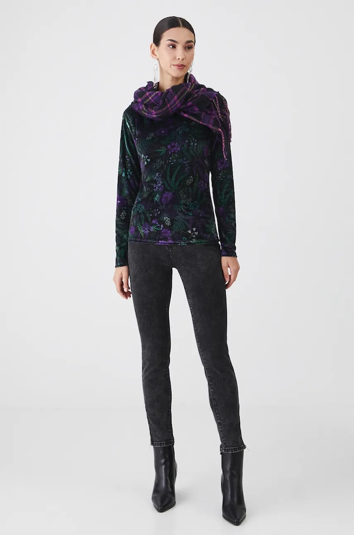 Jeansy damskie slim z efektem sprania kolor czarny RW24-SJD805 czarny RW24