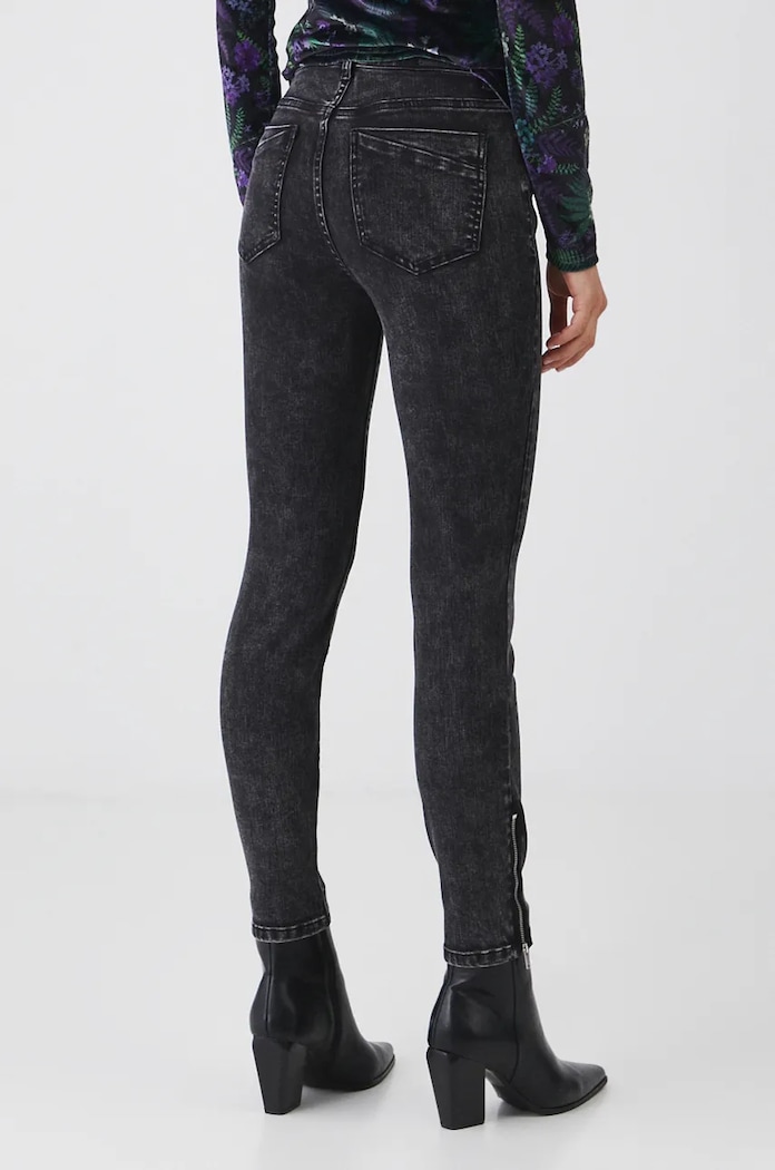 Odzież Jeansy damskie slim z efektem sprania kolor czarny RW24-SJD805 czarny