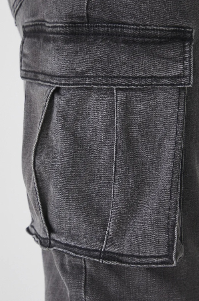 Rifle pánske tapered s mohutnými vreckami šedá farba sivá RW24-SJM704