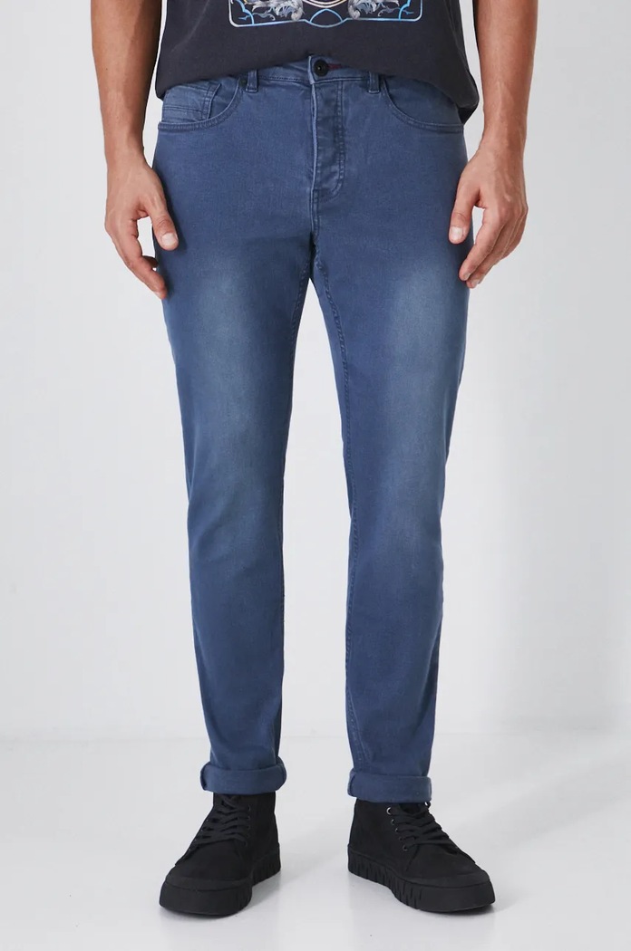 Jeansy męskie slim kolor niebieski niebieski RW24-SJM910