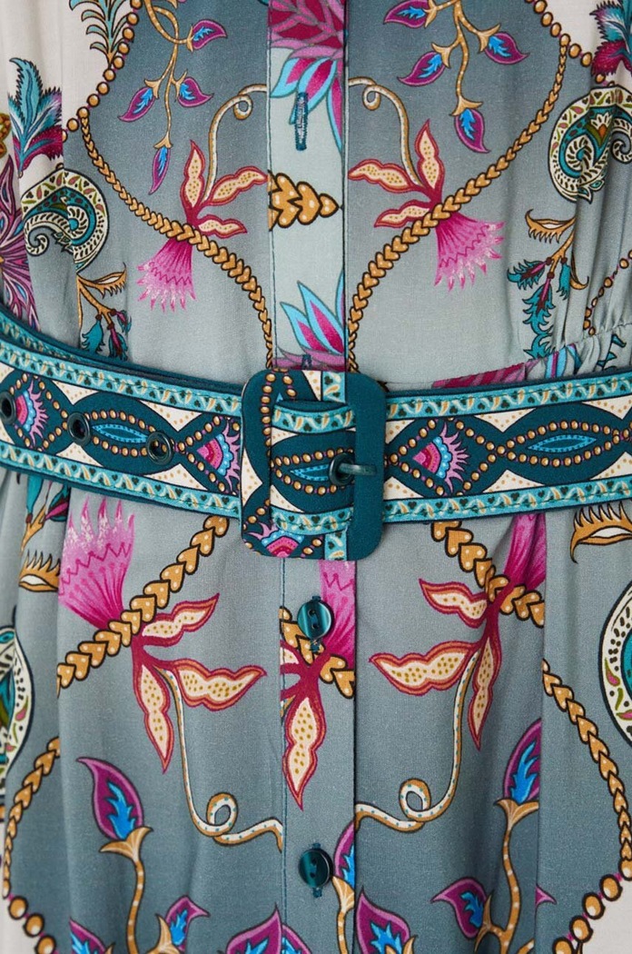 Sukienka damska midi z paskiem wzorzysta kolor multicolor RW24-SUD201