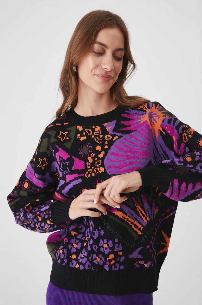 Sweter damski wzorzysty kolor multicolor pozostałe multicolor RW24-SWD602