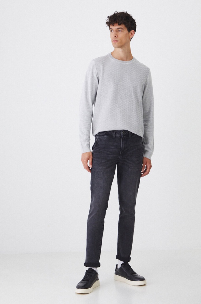 Sweter męski z fakturą kolor szary RW24-SWM042 szary RW24