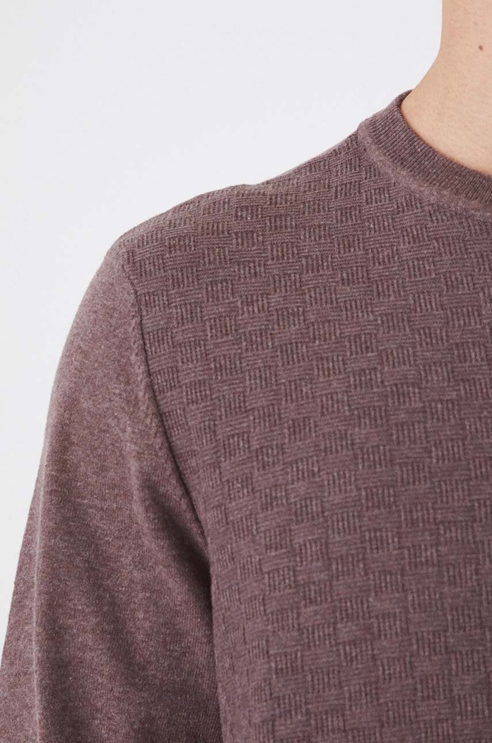 Sweter męski z fakturą kolor brązowy RW24-SWM042 brązowy