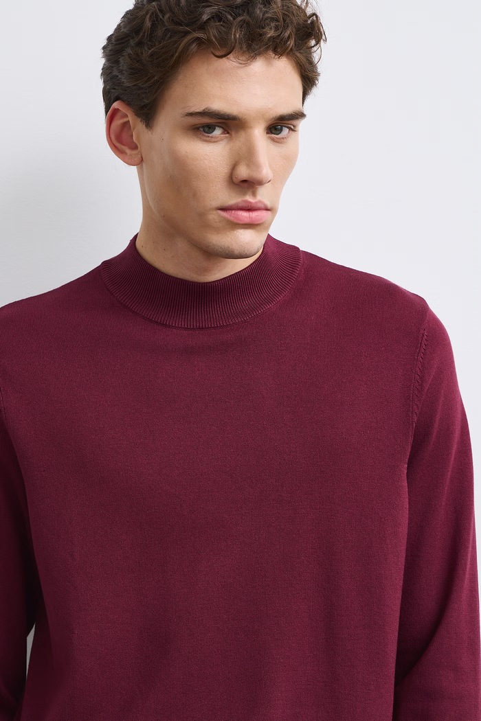 Sweter męski z wiskozą RW24-SWM052 bordowy